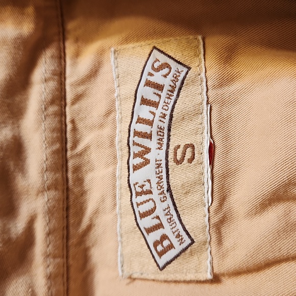 Blue Willi's of Denmark Snap Up Knit Cardigan Denim Collar Creamy Tan Small - Picture 11 of 11